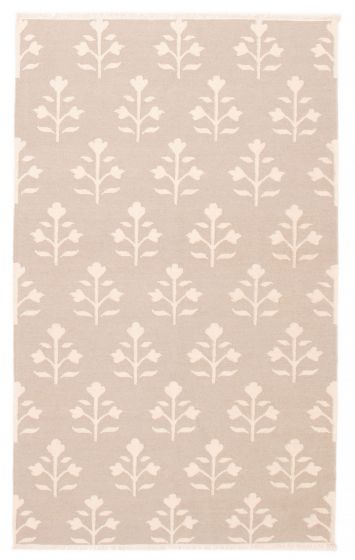 Flat-weaves & Kilims  Floral Ivory Area rug 5x8 Turkish Flat-Weave 387435