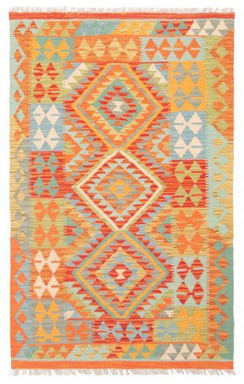 Flat-weaves & Kilims  Geometric Red Area rug 3x5 Turkish Flat-Weave 389360