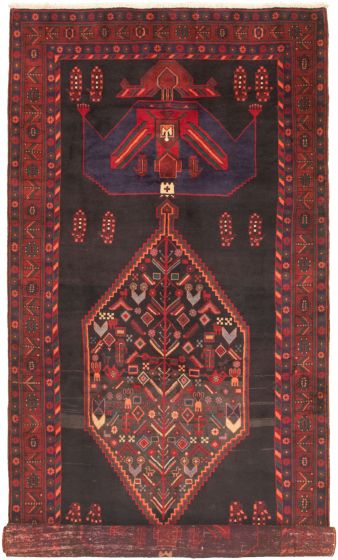 Bordered  Tribal Black Area rug Unique Turkish Hand-knotted 320674