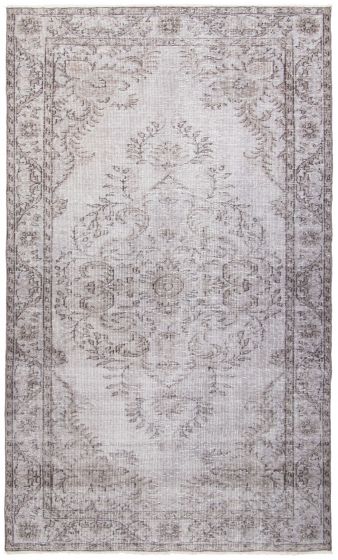 Bordered  Traditional Grey Area rug 5x8 Turkish Hand-knotted 362468