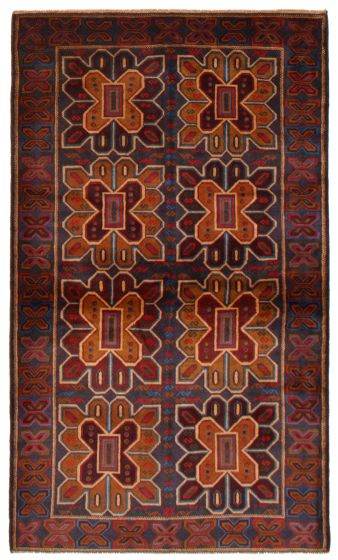 Bordered  Tribal Blue Area rug 4x6 Afghan Hand-knotted 366500