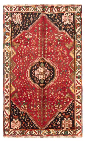 Bordered  Traditional Red Area rug 5x8 Turkish Hand-knotted 369188