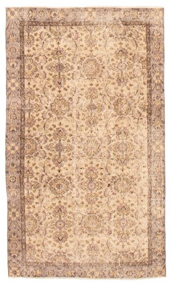 Bordered  Traditional Yellow Area rug 5x8 Turkish Hand-knotted 369515