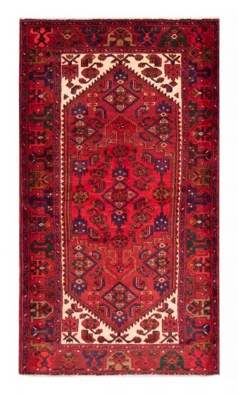 Bordered  Tribal Red Area rug 4x6 Turkish Hand-knotted 380114