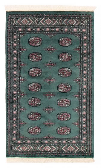 Bordered  Traditional Green Area rug 3x5 Pakistani Hand-knotted 391981