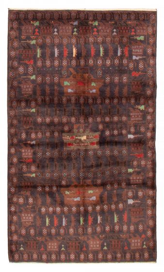 Novelty  Tribal Blue Rectangle 4x6 Afghan Hand-knotted 416554