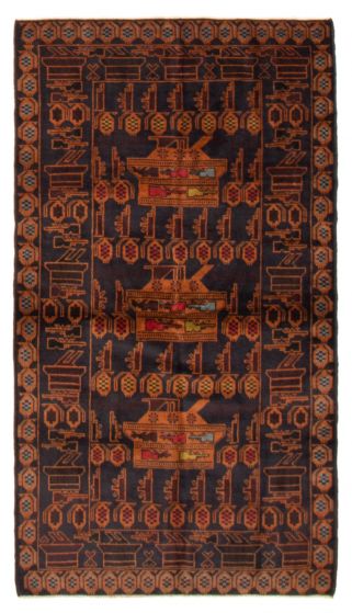 Bordered  Tribal Blue Area rug 4x6 Afghan Hand-knotted 366626