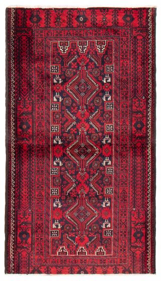 Bordered  Tribal Red Area rug 3x5 Afghan Hand-knotted 388993
