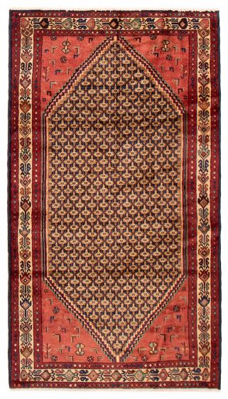 Bordered  Tribal Brown Area rug Unique Turkish Hand-knotted 389217