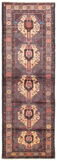 Bordered  Tribal Blue Runner rug 9-ft-runner Afghan Hand-knotted 342459