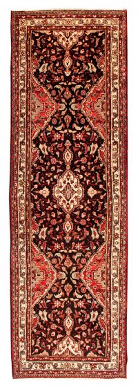 Bordered  Traditional Black Runner rug 11-ft-runner Persian Hand-knotted 352491