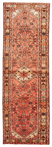 Bordered  Traditional Brown Runner rug 10-ft-runner Persian Hand-knotted 366138