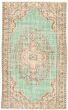 Bordered  Vintage Green Area rug 6x9 Turkish Hand-knotted 328040