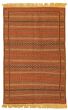 Bordered  Stripes Brown Area rug 3x5 Turkish Flat-weave 334633