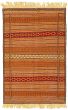 Bordered  Stripes Brown Area rug 3x5 Turkish Flat-Weave 335065