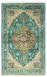 Bordered  Traditional Green Area rug 5x8 Indian Hand-knotted 344235