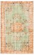 Bordered  Vintage Green Area rug 6x9 Turkish Hand-knotted 358717