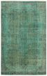 Bordered  Vintage Green Area rug 5x8 Turkish Hand-knotted 361204