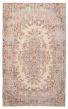 Bordered  Vintage Ivory Area rug 5x8 Turkish Hand-knotted 362776