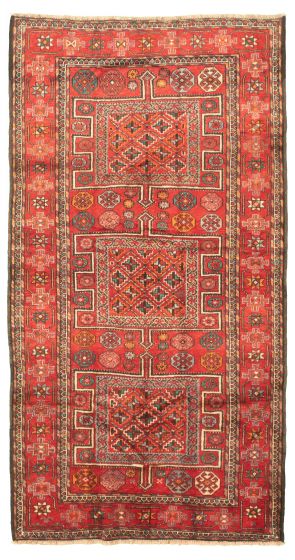 Bordered  Tribal Red Area rug Unique Turkish Hand-knotted 318005