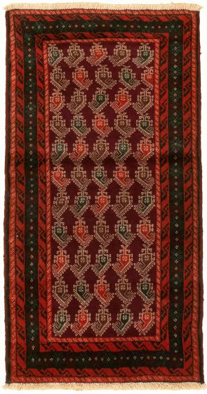 Bordered  Tribal Red Area rug 3x5 Afghan Hand-knotted 332658