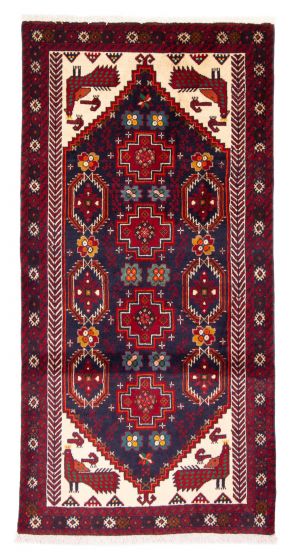 Bordered  Traditional Blue Area rug 3x5 Afghan Hand-knotted 379312