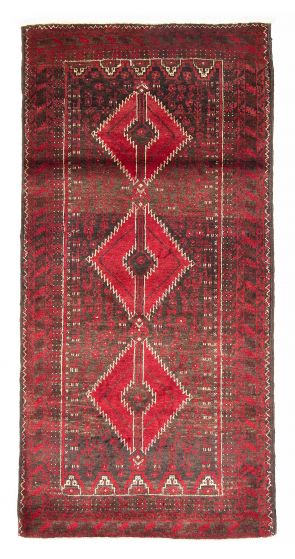 Bordered  Traditional Red Area rug Unique Afghan Hand-knotted 380411