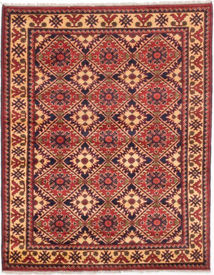 Tribal Red Area rug 4x6 Afghan Hand-knotted 202973