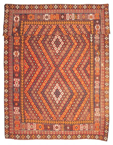Bordered  Tribal Red Area rug Unique Afghan Flat-weave 317528