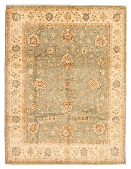 Bordered  Traditional Green Area rug 6x9 Pakistani Hand-knotted 331356