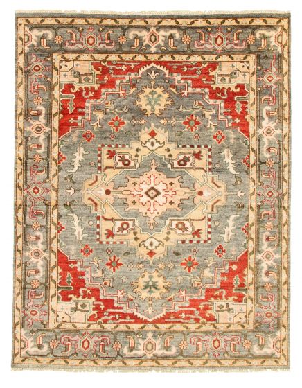 Bordered  Traditional Grey Area rug 6x9 Indian Hand-knotted 344157