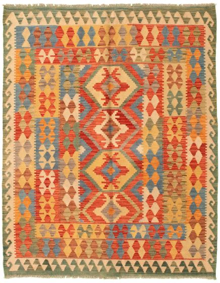 Bordered  Tribal Red Area rug 4x6 Turkish Flat-weave 346333