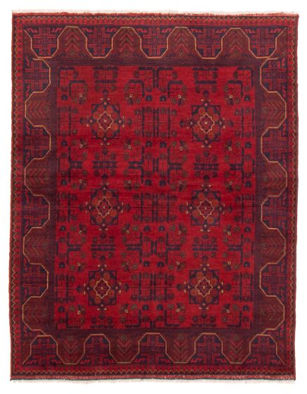Bordered  Traditional Red Area rug 4x6 Afghan Hand-knotted 359497