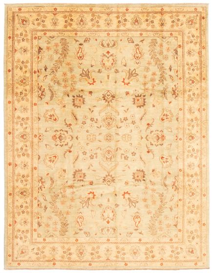 Bordered  Traditional Green Area rug 9x12 Pakistani Hand-knotted 362427