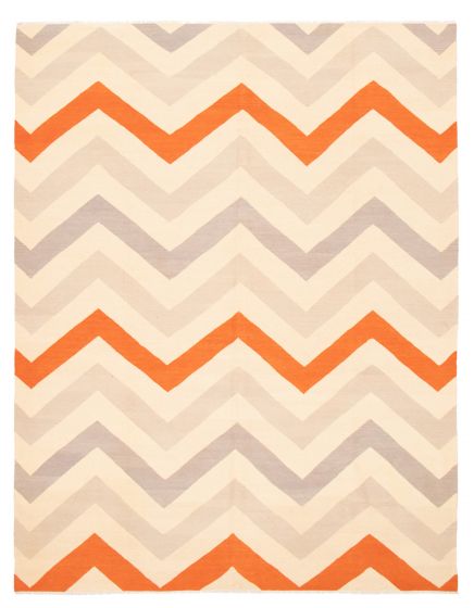 Flat-weaves & Kilims  Transitional Ivory Area rug 9x12 Turkish Flat-Weave 367395