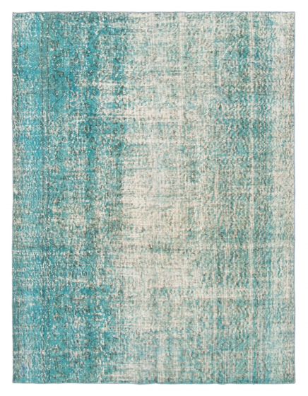 Overdyed  Transitional Green Area rug 4x6 Turkish Hand-knotted 372456