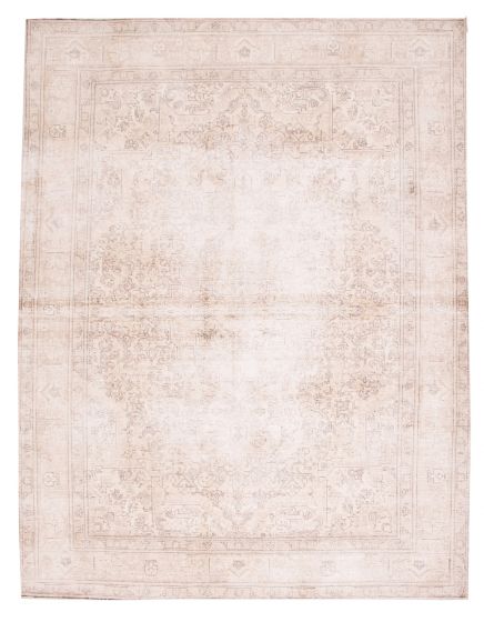 Bordered  Vintage/Distressed Yellow Area rug 8x10 Turkish Hand-knotted 374139