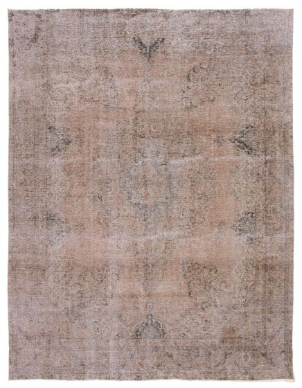 Bordered  Transitional Ivory Area rug 9x12 Turkish Hand-knotted 374187