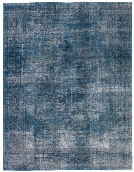 Overdyed  Transitional Blue Area rug 9x12 Turkish Hand-knotted 374266