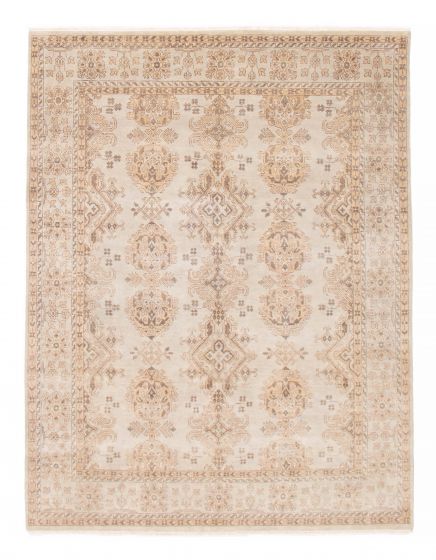 Bordered  Traditional Grey Area rug 6x9 Indian Hand-knotted 375905