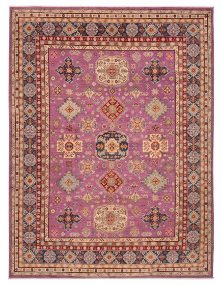 Bordered  Transitional Purple Area rug 9x12 Afghan Hand-knotted 392614