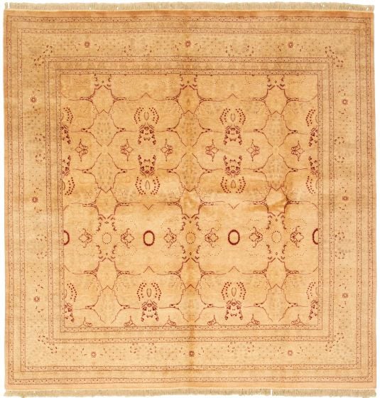 Bordered  Traditional Ivory Area rug Square Pakistani Hand-knotted 330541