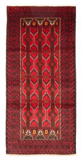 Bordered  Traditional Red Area rug Unique Afghan Hand-knotted 380273