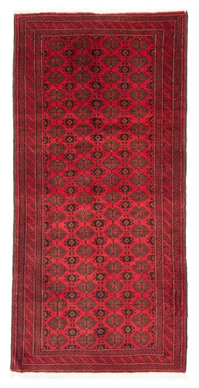 Bordered  Traditional Red Area rug 4x6 Afghan Hand-knotted 380390