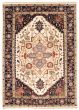 Bordered  Traditional Ivory Area rug 10x14 Indian Hand-knotted 370586