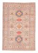Bordered  Geometric Ivory Area rug 6x9 Afghan Hand-knotted 381997