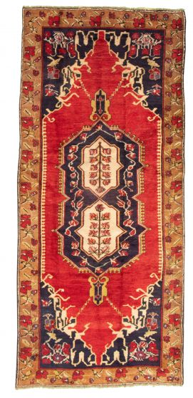 Bordered  Tribal Red Area rug Unique Turkish Hand-knotted 322368