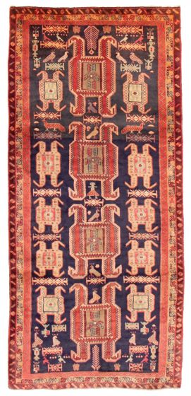 Bordered  Traditional Blue Area rug Unique Turkish Hand-knotted 370671