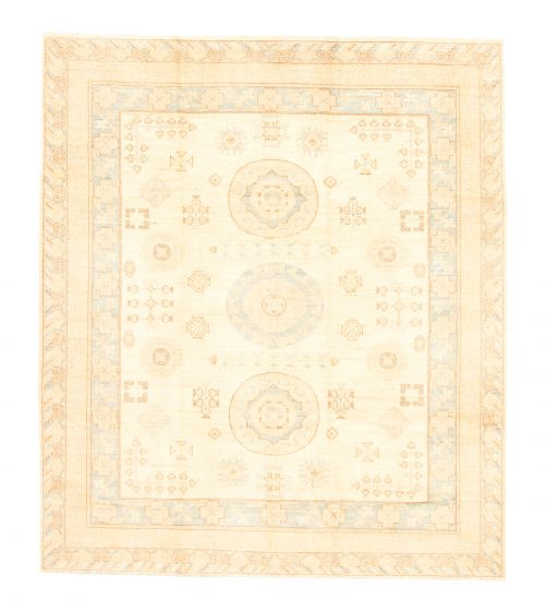 Bordered  Traditional Ivory Area rug 6x9 Afghan Hand-knotted 346597