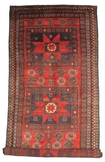 Bordered  Tribal Red Area rug Unique Turkish Hand-knotted 317822